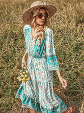 Lockeres Kleid mit grünem Print